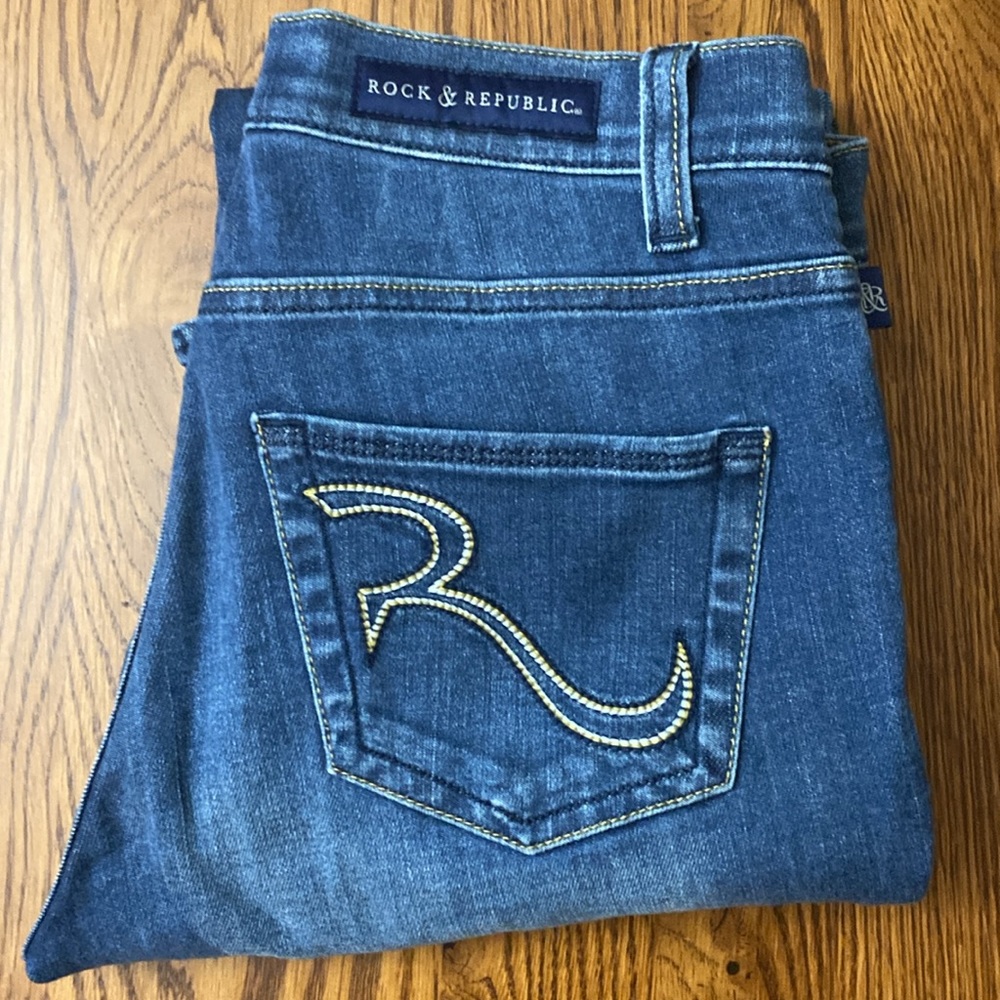 ROCK & REPUBLIC 4 Low Rise Berlin Tapered Leg Jeans Embroidered Western Y2K 90s
